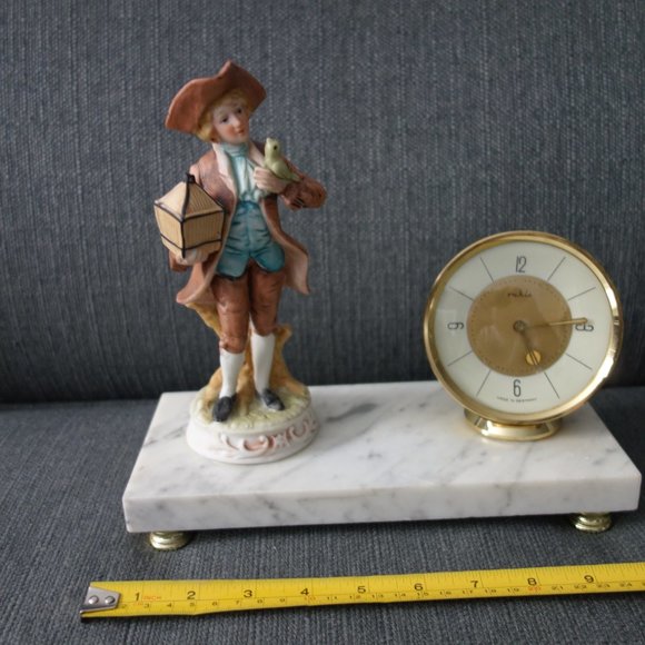 Vintage Ruhla Clock Made in Germany on base with German Figurine - Picture 10 of 16